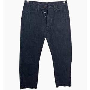 Indigofera Swearengen Pants Black Gray  Hickory Stripe Cropped Taper Mens 30x25